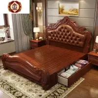 三维工匠欧式实木软靠床1.8米主卧花双床婚床1.5实木家具储物皮靠床