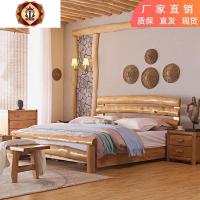 三维工匠全实木现代中式硬板床柏木床1.2/1.5/1.8米双人床民宿家具