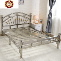 三维工匠不锈钢床 铁艺床1.8米1.5米单双人床欧式现代简约出租房钢架床304