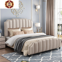 三维工匠美式床港式轻奢ins网红床主卧布艺床皮床现代简约1.8双人床软包床