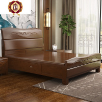 三维工匠实木床1.2米单双人童床1m 白色高箱储物抽屉简约床1.35现代中式床