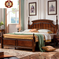 三维工匠美式实木床1.8米双人床现代简约成人床婚床欧式床主卧高箱床1.5米