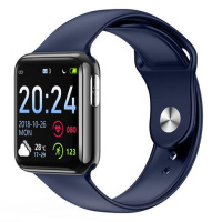级AI心电测血压心率智能手环运动计步器提醒睡眠监测血氧手环 黑蓝-苹果表带款