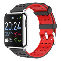 级AI心电测血压心率智能手环运动计步器提醒睡眠监测血氧手环 红色银色-洞带款
