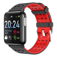 级AI心电测血压心率智能手环运动计步器提醒睡眠监测血氧手环 红色黑色-洞带款
