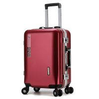 袋鼠时尚铝框万向轮20寸拉杆箱22寸学生箱男结婚箱行李箱女登机箱 酒红色[铝框送赠品09#] 26寸(需托运)
