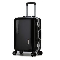 袋鼠时尚铝框万向轮20寸拉杆箱22寸学生箱男结婚箱行李箱女登机箱 黑色【充电USB款09#】 20寸（免托运）