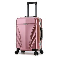 袋鼠时尚铝框万向轮20寸拉杆箱22寸学生箱男结婚箱行李箱女登机箱 玫金色(充电插口款)036# 20寸(免托运)