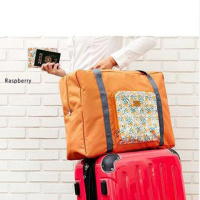 可折叠旅行拉杆行李箱包大容量短途单肩手拎包男女手提袋登机包 航空包桔色