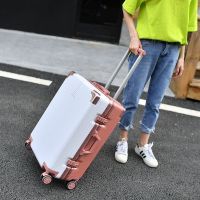 复古韩版小清新男女学生行李箱包万向轮铝框拉杆箱子密码箱旅行箱 607白+玫瑰金(复古铝框款) 26寸
