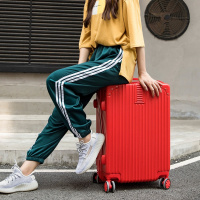 复古韩版小清新男女学生行李箱包万向轮铝框拉杆箱子密码箱旅行箱 607中国红(复古直角拉链款) 20寸