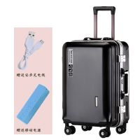 袋鼠密码行李旅行箱轻拉杆箱ins万向轮韩版20寸男女学生24寸箱子 黑色铝框款(送充电宝+数据线) 26寸[长途]