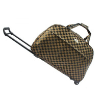 拉杆包短途旅男大容量行李包女登机拉杆箱旅行袋旅行包手提旅游包 咖啡格子 大号拉杆包带密码锁