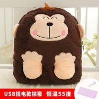 暖脚宝充电加热usb插电暖脚套女充电暖脚神器暖脚宝床上睡觉用 棕猴 usb插电款