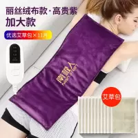 盐袋海盐粗盐热敷包电加热家用艾灸暖宫盐包热敷袋理疗袋子 B款丽丝绒紫色+11个艾包
