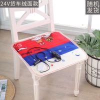 电热垫办公室加热坐垫插电usb车载发热垫家用宿舍插电坐垫椅垫子 货车点烟器-24V(颜色随机) 45*45cm