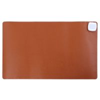 暖桌垫电脑桌面办公室安全防水保暖学生写字发热加热鼠标垫暖桌宝 棕色60*36cm 推动开关