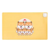 暖桌垫电脑桌面办公室安全防水保暖学生写字发热加热鼠标垫暖桌宝 狗狗一家60*36cm 推动开关