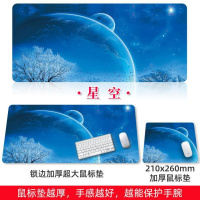 游戏鼠标垫超大号加厚锁边定制可爱卡通电脑定做快捷键女办公桌垫 90*40厘米-星空
