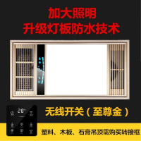 风暖浴霸取暖灯集成吊顶led灯五合一嵌入式浴室卫生间暖风机 无线开关 1台新款浴霸+1盏长灯(银)