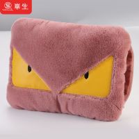 防爆热水袋充电暖宝宝暖水袋可爱女暖宫毛绒卡通暖水袋已注水 【粉色小怪兽】套袋-可拆洗