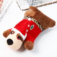 防爆热水袋充电暖宝宝暖水袋可爱女暖宫毛绒卡通暖水袋已注水 [圣诞狗]套袋-可拆洗