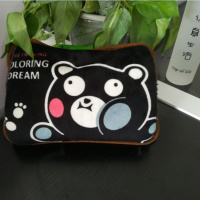 已注水毛绒冬季女暖手宝热宝热水袋充电防爆暖宝已注水拉链可拆洗 黑熊已注水