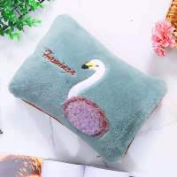 已注水毛绒冬季女暖手宝热宝热水袋充电防爆暖宝已注水拉链可拆洗 绿色火烈鸟可拆洗已注水