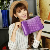 已注水毛绒冬季女暖手宝热宝热水袋充电防爆暖宝已注水拉链可拆洗 紫色圆点已注水