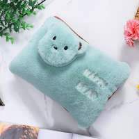 已注水毛绒冬季女暖手宝热宝热水袋充电防爆暖宝已注水拉链可拆洗 绿色小熊可拆洗已注水