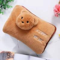 已注水毛绒冬季女暖手宝热宝热水袋充电防爆暖宝已注水拉链可拆洗 咖啡小熊可拆洗已注水