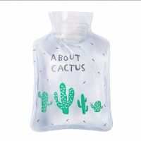 透明热水袋卡通简约冬季暖水袋学生便携迷你注水暖手宝女神必备 仙人掌 三个装