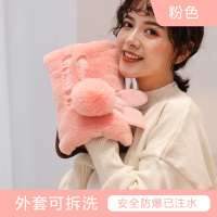 热水袋电热水袋充电防爆电暖宝毛绒可爱暖手宝女生卡通暖宝宝 毛绒兔耳朵[韩粉色][可拆洗] [志高]品牌热水袋[已注水]