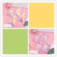 热水袋注水暖肚子大小号暖水袋迷你暖手宝可爱女学生 ()[入油镭射花+透明羽毛]