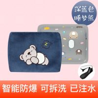 热水袋充电可爱暖水袋电暖宝热水袋注水暖手宝暖宝宝充电可爱 【防爆插头】套袋蓝色睡梦熊