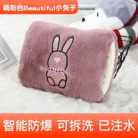 热水袋充电可爱暖水袋电暖宝热水袋注水暖手宝暖宝宝充电可爱 [防爆插头]套袋藕粉色毛绒兔