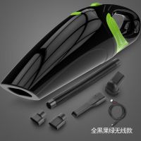 无线车载吸尘器家用大功率USB充电汽车内用小型强力干湿迷你两用 [全黑果绿]无线充电款-家车两用