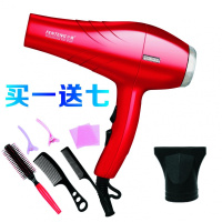 电吹风机家用静音大功率蓝光负离子发廊冷热风不伤发吹风机 芬腾一代时尚红买一送七