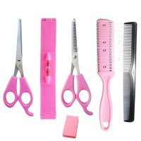 [送梳子]理发剪刀家用剪头发工具削发器剪子美发剪刘海神器围布 平剪+牙剪+刘海神器+削发梳+海绵