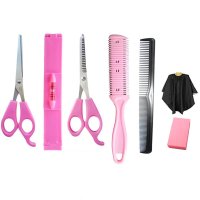 [送梳子]理发剪刀家用剪头发工具削发器剪子美发剪刘海神器围布 平剪+牙剪+刘海器+削发梳+海绵围布