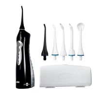 电动冲牙器便携式智能洗牙器牙结石水牙线家用口腔牙齿洗牙机 黑色标配+4喷嘴+便携盒