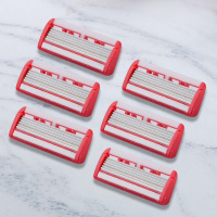 手动刮毛刀腋毛私处腋下全身女士专用脱毛器女用剃毛刀毛刮腿毛 红色6刀头（无赠品）