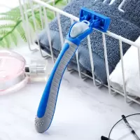 手动刮毛刀腋毛私处腋下全身女士专用脱毛器女用剃毛刀毛刮腿毛 蓝色1刀架1刀头(配收纳盒)