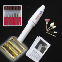 美甲电动打磨机迷你笔式电池打磨器去角质死皮老茧手指甲脚趾工具 打磨器套装+6件磨头(4节AA电池)