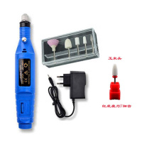 多款搭配笔式迷你打磨机电动磨甲器指甲挫抛光机迷你刻笔 插电款磨甲机(宝蓝色)带5支头 陶瓷打磨头(玉米中齿蓝M)