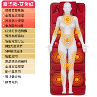 颈椎按摩器颈腰部肩部背部多功能全身电动家用床垫椅垫靠垫按摩垫 九组电机+加热+艾草热敷（红色）
