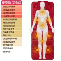 颈椎按摩器颈腰部肩部背部多功能全身电动家用床垫椅垫靠垫按摩垫 九组电机+加热+艾草热敷（红色）