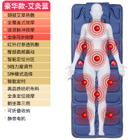 颈椎按摩器颈腰部肩部背部多功能全身电动家用床垫椅垫靠垫按摩垫 九组电机+加热+艾草热敷(蓝色)