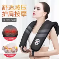 肩颈椎按摩器捶背敲打按摩披肩颈热敷腰部按摩仪家用按摩带 [炫黑]四个大电锤+红光热敷