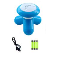 迷你按摩器电动震动小型家用便携多功能全身颈部三角小礼品按摩仪 蓝色 按摩器(无usb线无电池)